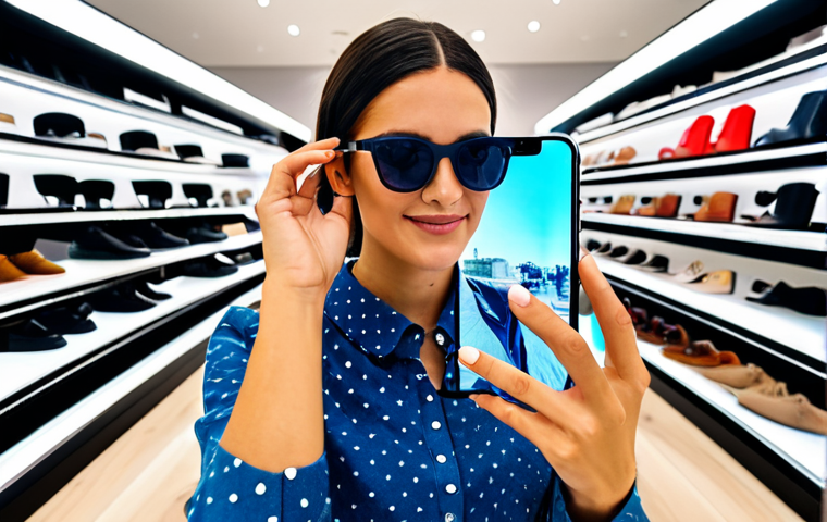 증강현실 기술의 발전과 사회적 영향 - AR Retail Experience**

"A woman fully clothed in a modest, stylish outfit, using an AR app on her s...