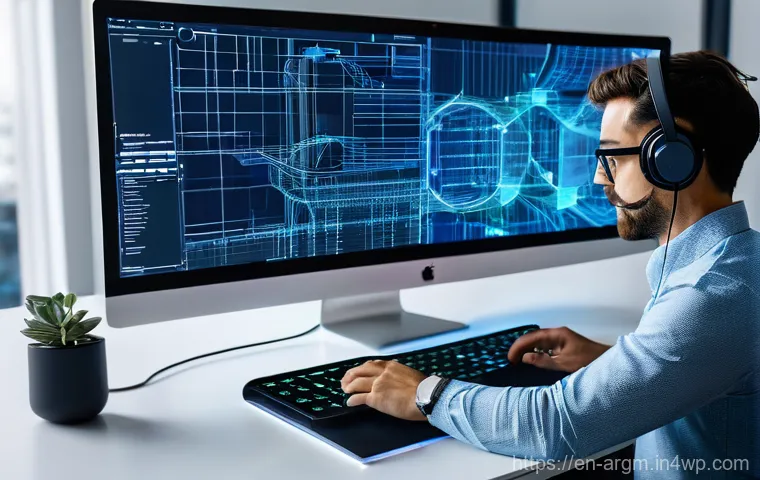 증강현실 기술이 가져올 새로운 직업 - **Prompt Title:** Immersive AR/VR Development in Action
**Description:** A mid-shot of a focused...