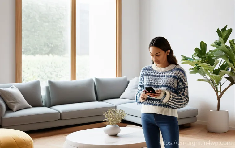 증강현실을 활용한 비즈니스 모델 혁신 - **Virtual Try-On for Home Decor:**
"A young woman in her late 20s, dressed in a stylish but casu...